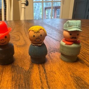 Fisher-Price Little People Vintage Wooden Figures Set of 3 1960